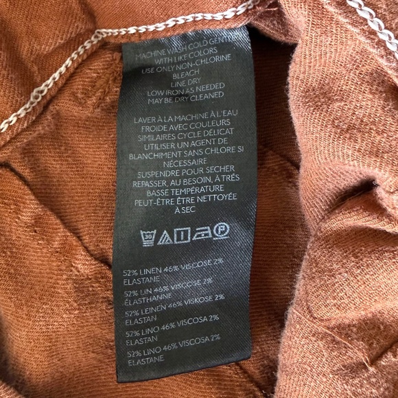 Maeve Anthropologie Colette Linen Cropped Pants Women’s 31 Brown Wide Leg Boho - Picture 6 of 10